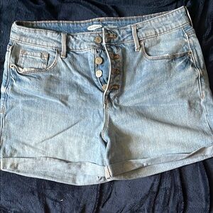 Women's Blue Denim High Waisted Shorts